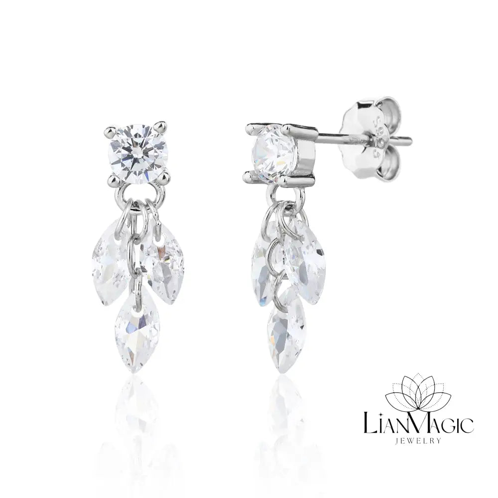 עגיל אופק כסף 925 משובץ זרקונים - LianMagic Jewelry