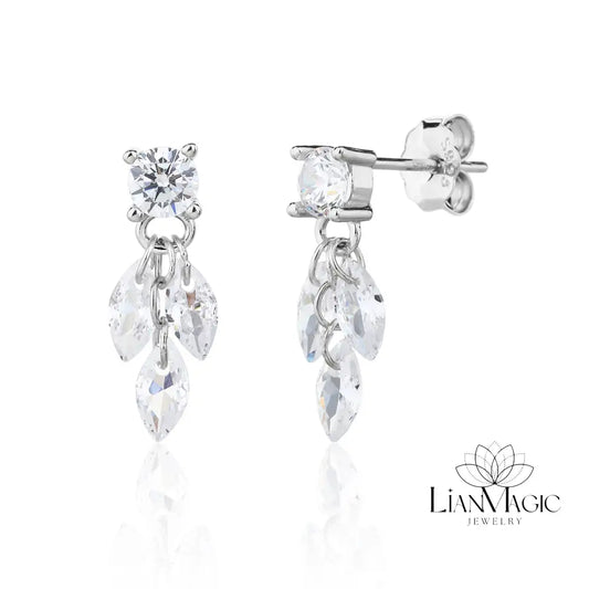 עגיל אופק כסף 925 משובץ זרקונים - LianMagic Jewelry